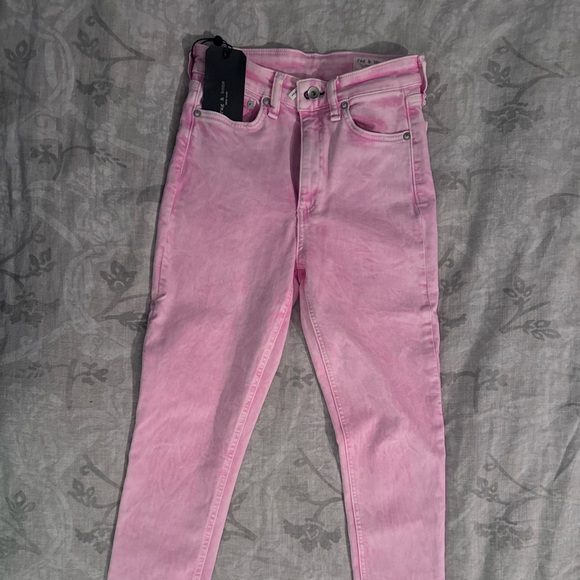 NWT rag & bone nina high rise ankle skinny, marbled pink, size 25 - Picture 2 of 4